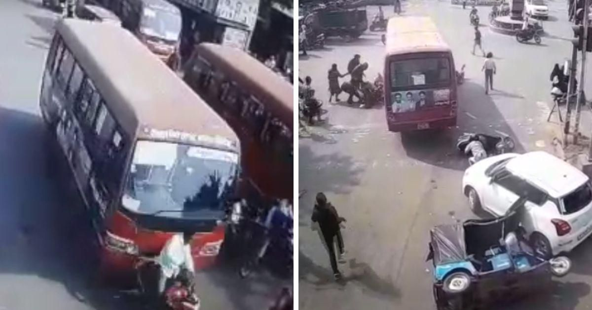 2 killed, 5 injured as bus collides with vehicles at traffic signal after driver suffers heart-attack